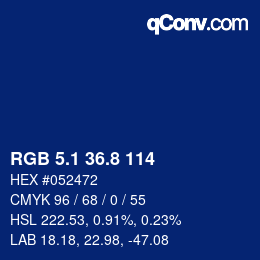 カラーコード: RGB 5.1 36.8 114 | qconv.com