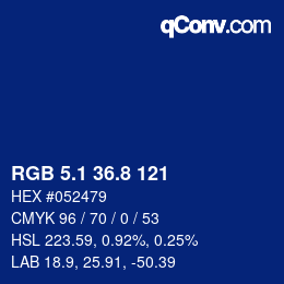 Color code: RGB 5.1 36.8 121 | qconv.com