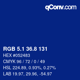 Farbcode: RGB 5.1 36.8 131 | qconv.com