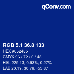 Farbcode: RGB 5.1 36.8 133 | qconv.com
