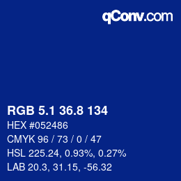カラーコード: RGB 5.1 36.8 134 | qconv.com