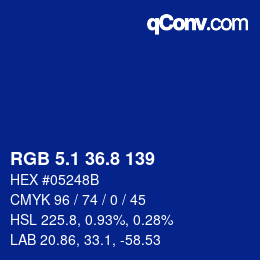 カラーコード: RGB 5.1 36.8 139 | qconv.com