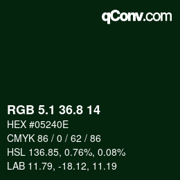 カラーコード: RGB 5.1 36.8 14 | qconv.com