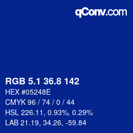 カラーコード: RGB 5.1 36.8 142 | qconv.com