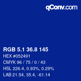 カラーコード: RGB 5.1 36.8 145 | qconv.com
