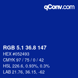 カラーコード: RGB 5.1 36.8 147 | qconv.com