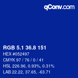 カラーコード: RGB 5.1 36.8 151 | qconv.com