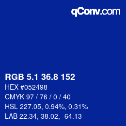 カラーコード: RGB 5.1 36.8 152 | qconv.com