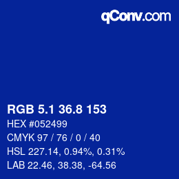 カラーコード: RGB 5.1 36.8 153 | qconv.com