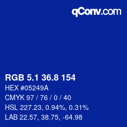 カラーコード: RGB 5.1 36.8 154 | qconv.com