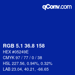 カラーコード: RGB 5.1 36.8 158 | qconv.com