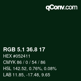 Color code: RGB 5.1 36.8 17 | qconv.com