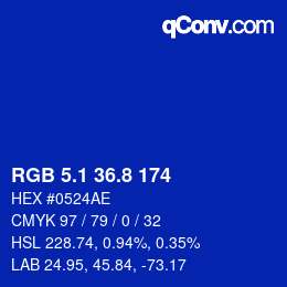カラーコード: RGB 5.1 36.8 174 | qconv.com