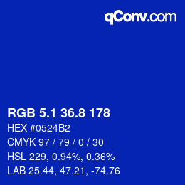 カラーコード: RGB 5.1 36.8 178 | qconv.com