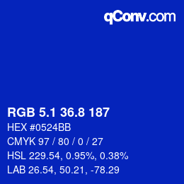 カラーコード: RGB 5.1 36.8 187 | qconv.com
