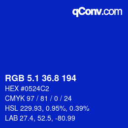 カラーコード: RGB 5.1 36.8 194 | qconv.com