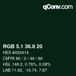 カラーコード: RGB 5.1 36.8 20 | qconv.com