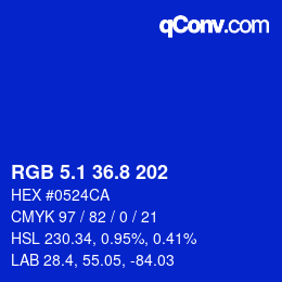 カラーコード: RGB 5.1 36.8 202 | qconv.com