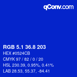 カラーコード: RGB 5.1 36.8 203 | qconv.com