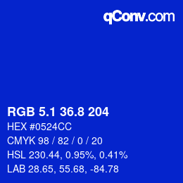 カラーコード: RGB 5.1 36.8 204 | qconv.com