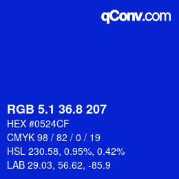 カラーコード: RGB 5.1 36.8 207 | qconv.com