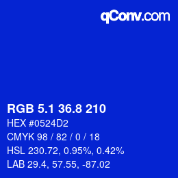 カラーコード: RGB 5.1 36.8 210 | qconv.com