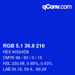 カラーコード: RGB 5.1 36.8 216 | qconv.com