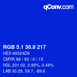 カラーコード: RGB 5.1 36.8 217 | qconv.com