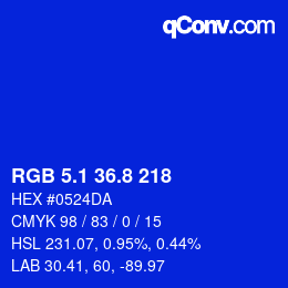 カラーコード: RGB 5.1 36.8 218 | qconv.com