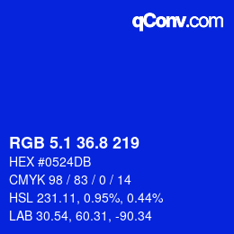 カラーコード: RGB 5.1 36.8 219 | qconv.com