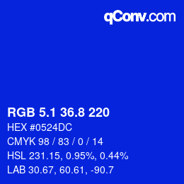 カラーコード: RGB 5.1 36.8 220 | qconv.com