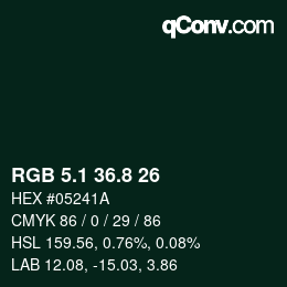 Color code: RGB 5.1 36.8 26 | qconv.com