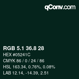 カラーコード: RGB 5.1 36.8 28 | qconv.com