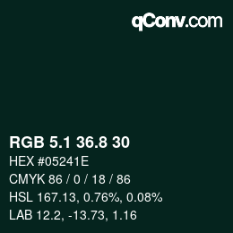 カラーコード: RGB 5.1 36.8 30 | qconv.com
