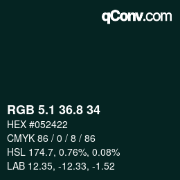 Color code: RGB 5.1 36.8 34 | qconv.com