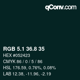 Color code: RGB 5.1 36.8 35 | qconv.com