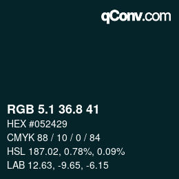 Color code: RGB 5.1 36.8 41 | qconv.com