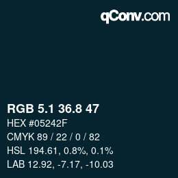 Code couleur: RGB 5.1 36.8 47 | qconv.com