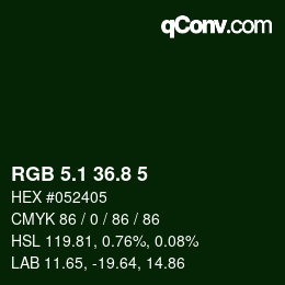 Código de color: RGB 5.1 36.8 5 | qconv.com