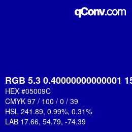 カラーコード: RGB 5.3 0.40000000000001 156 | qconv.com