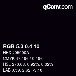 カラーコード: RGB 5.3 0.4 10 | qconv.com