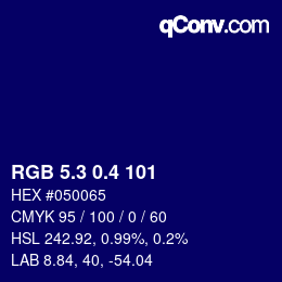 カラーコード: RGB 5.3 0.4 101 | qconv.com