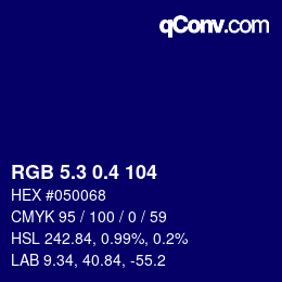 カラーコード: RGB 5.3 0.4 104 | qconv.com