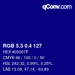 カラーコード: RGB 5.3 0.4 127 | qconv.com