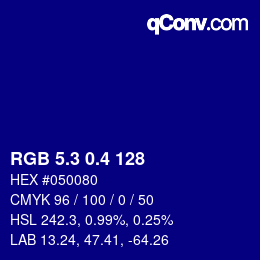 カラーコード: RGB 5.3 0.4 128 | qconv.com