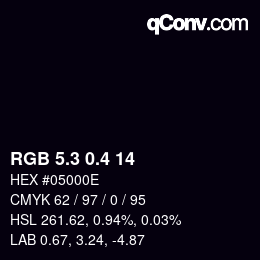 カラーコード: RGB 5.3 0.4 14 | qconv.com