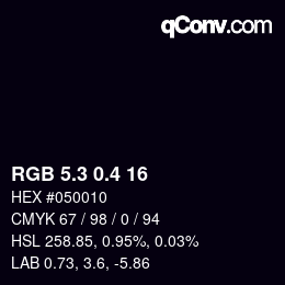 カラーコード: RGB 5.3 0.4 16 | qconv.com