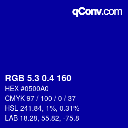 カラーコード: RGB 5.3 0.4 160 | qconv.com
