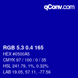 カラーコード: RGB 5.3 0.4 165 | qconv.com