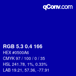 カラーコード: RGB 5.3 0.4 166 | qconv.com
